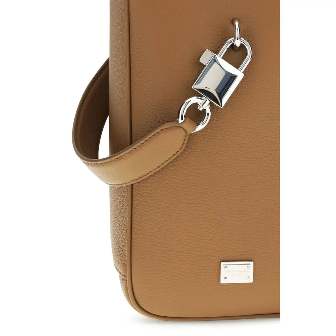 Dolce &amp; Gabbana Brown Calf Leather Bos Taurus Handbag