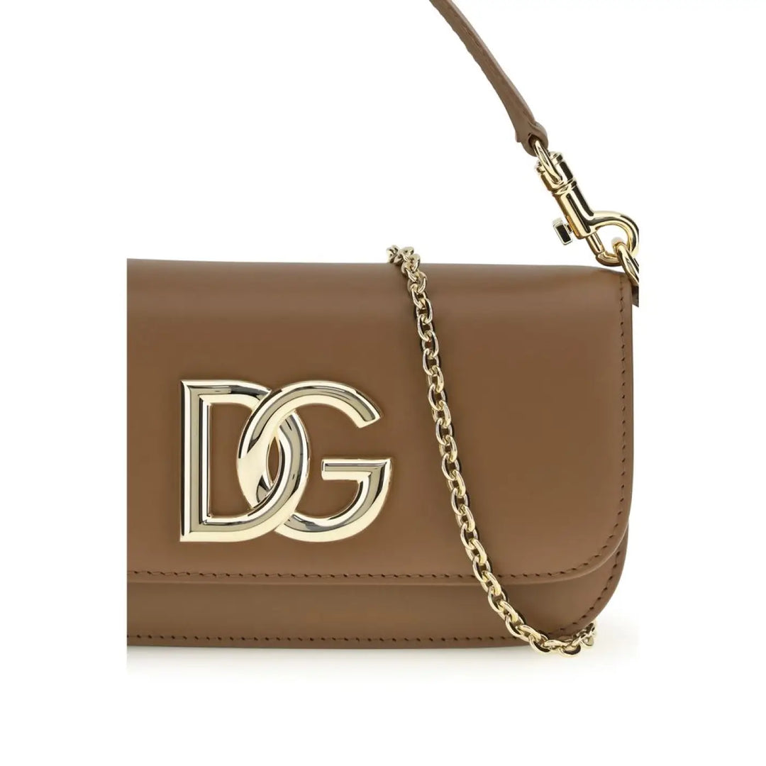 Dolce &amp; Gabbana Brown Calf Leather Bos Taurus Handbag
