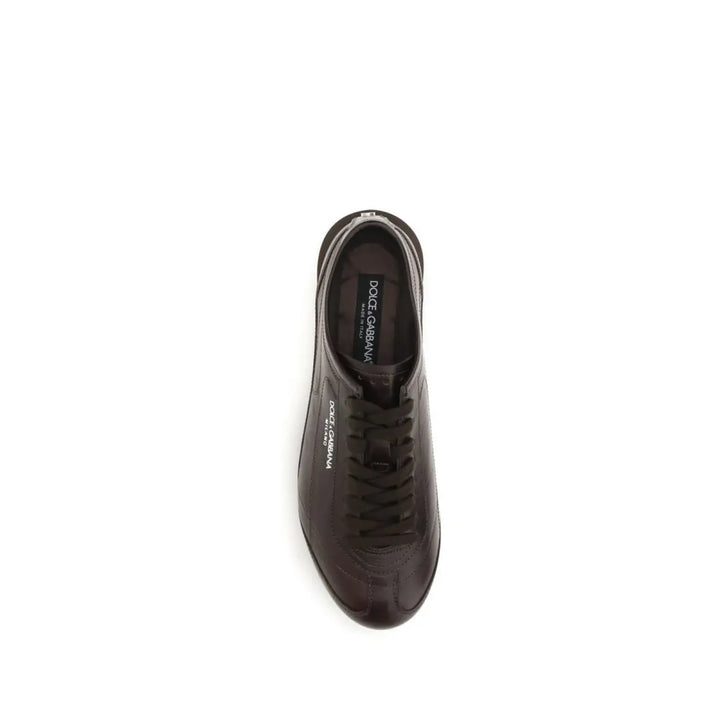 Dolce &amp; Gabbana Brown Calf Leather Bos Taurus Low Top Sneakers