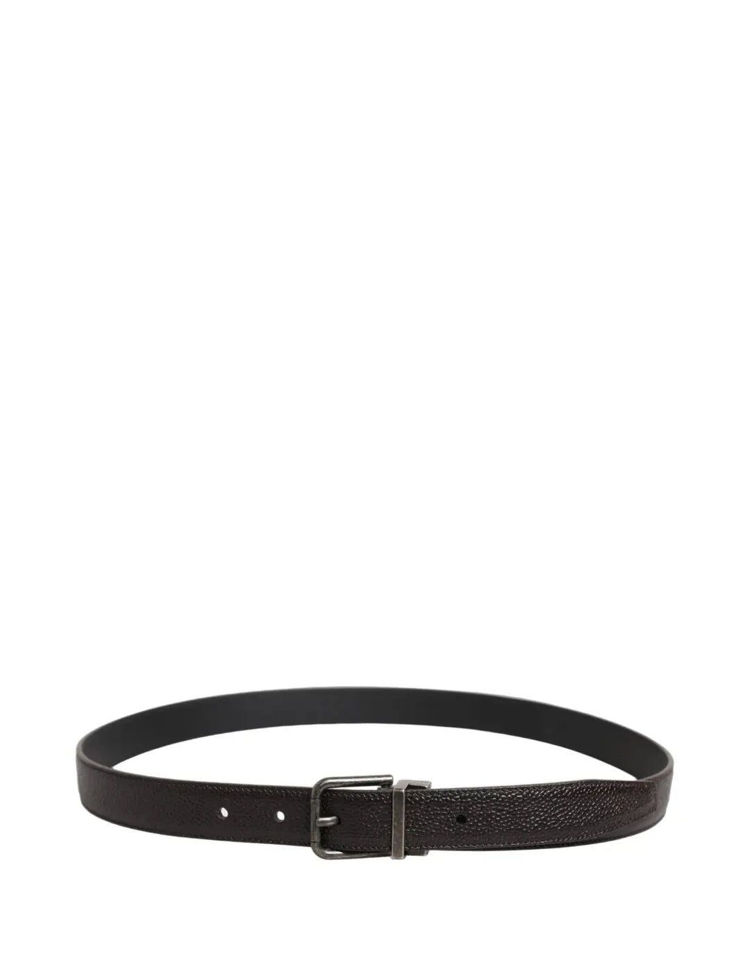 Dolce &amp; Gabbana Brown Calf Leather Vintage Style Silver Buckle Belt