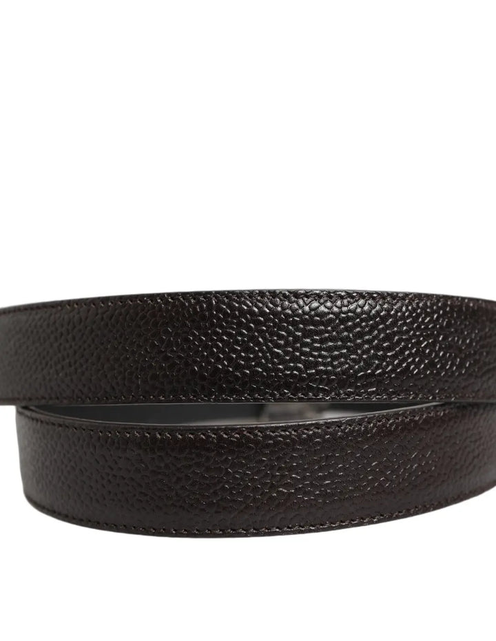 Dolce &amp; Gabbana Brown Calf Leather Vintage Style Silver Buckle Belt