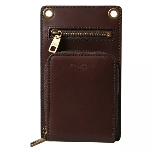 Dolce and Gabbana Brown Calf Leather Wallet with Logo Embossed Patch &