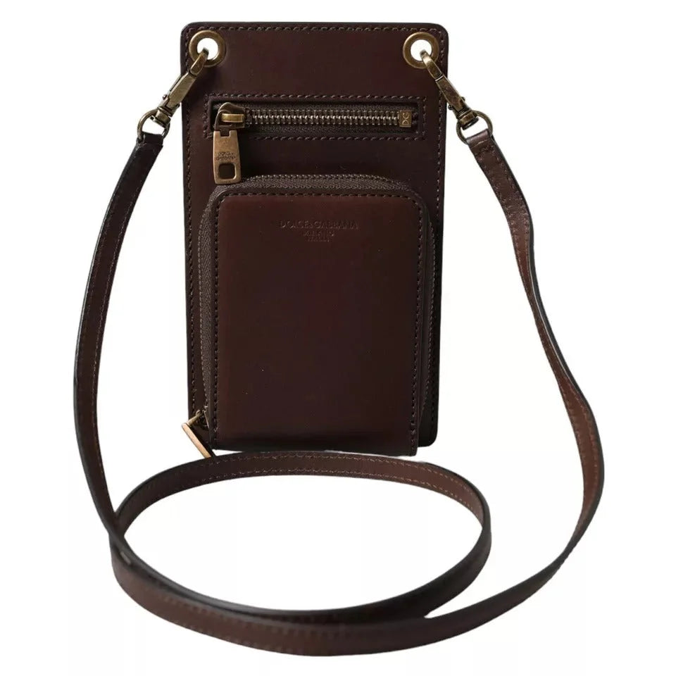 Dolce and Gabbana Brown Calf Leather Wallet with Logo Embossed Patch &