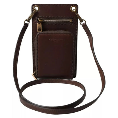 Dolce and Gabbana Brown Calf Leather Wallet with Logo Embossed Patch &