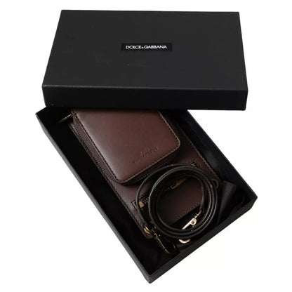 Dolce and Gabbana Brown Calf Leather Wallet with Logo Embossed Patch &