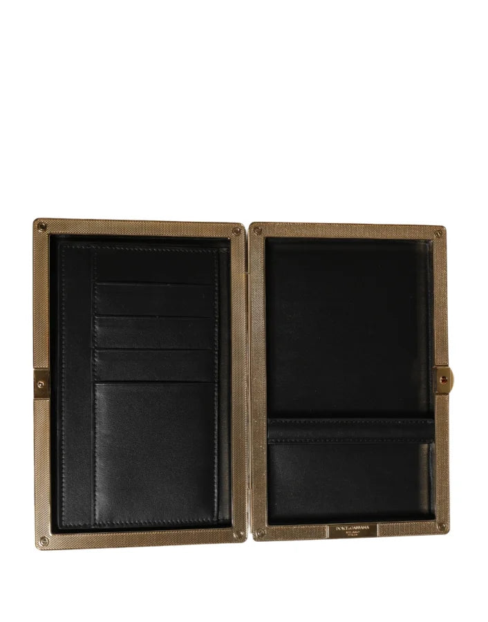 Dolce &amp; Gabbana Brown Calfskin Leather Clutch Evening Women Purse Bag