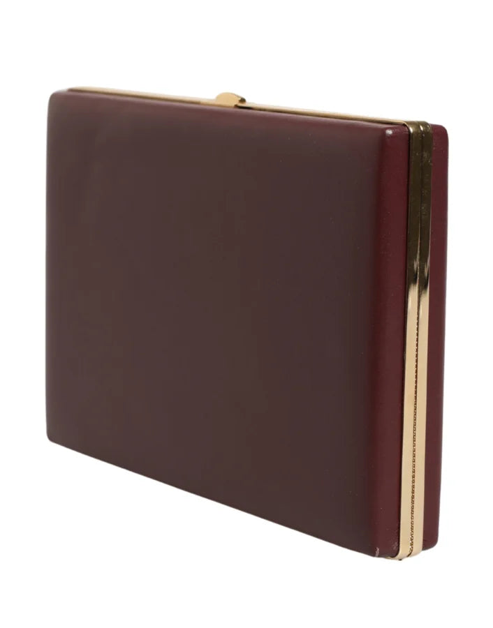 Dolce &amp; Gabbana Brown Calfskin Leather Clutch Evening Women Purse Bag