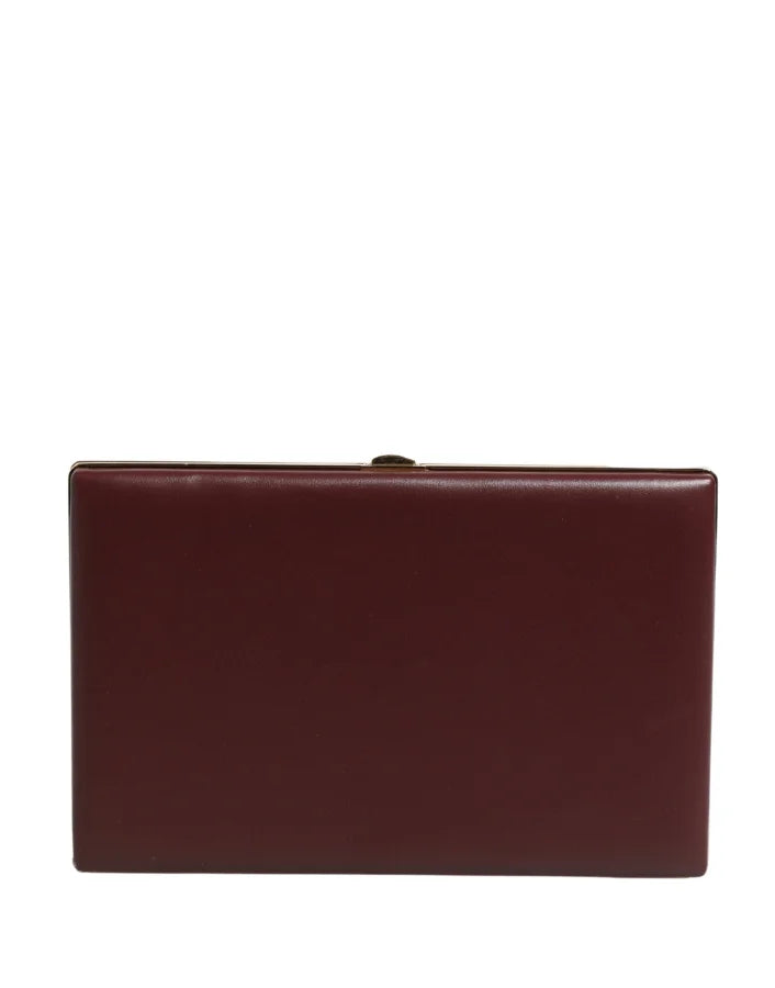 Dolce &amp; Gabbana Brown Calfskin Leather Clutch Evening Women Purse Bag