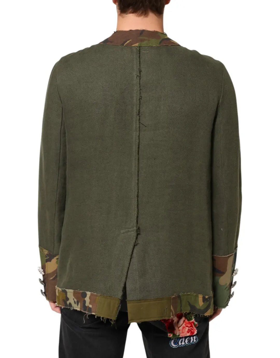 Dolce &amp; Gabbana Brown Camouflage Linen Button Down Jacket