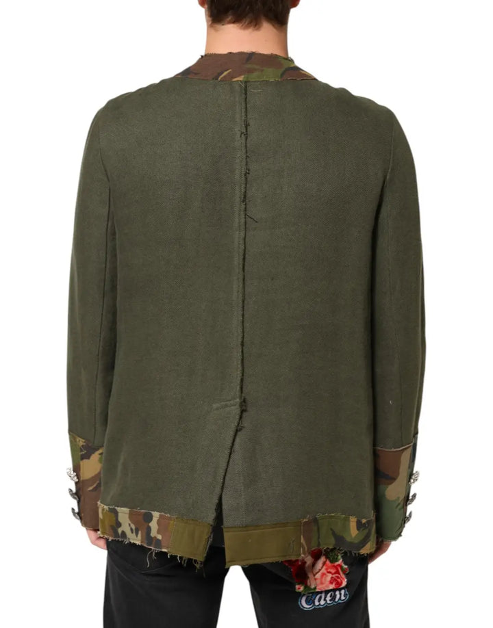Dolce &amp; Gabbana Brown Camouflage Linen Button Down Jacket