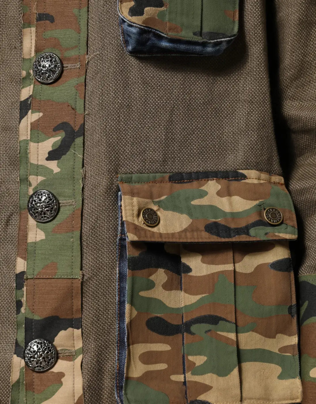 Dolce &amp; Gabbana Brown Camouflage Linen Button Down Jacket
