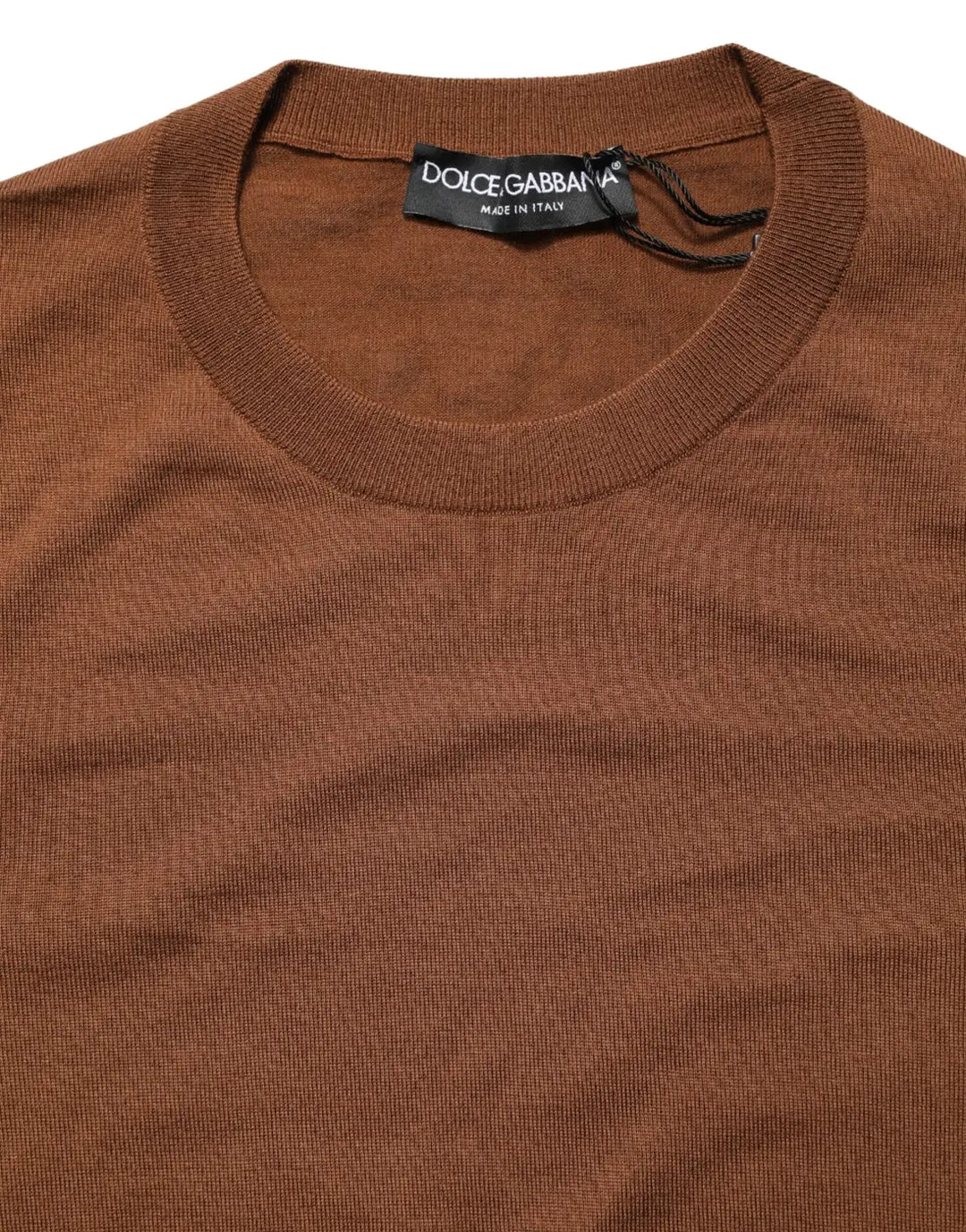 Dolce &amp; Gabbana Brown Cashmere Men Crew Neck Pullover Sweater