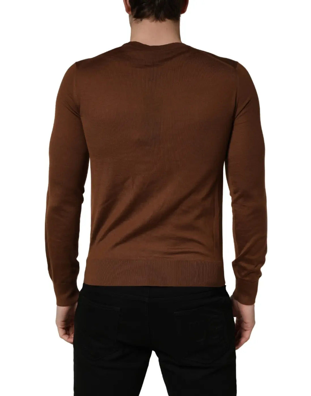 Dolce &amp; Gabbana Brown Cashmere Men Crew Neck Pullover Sweater