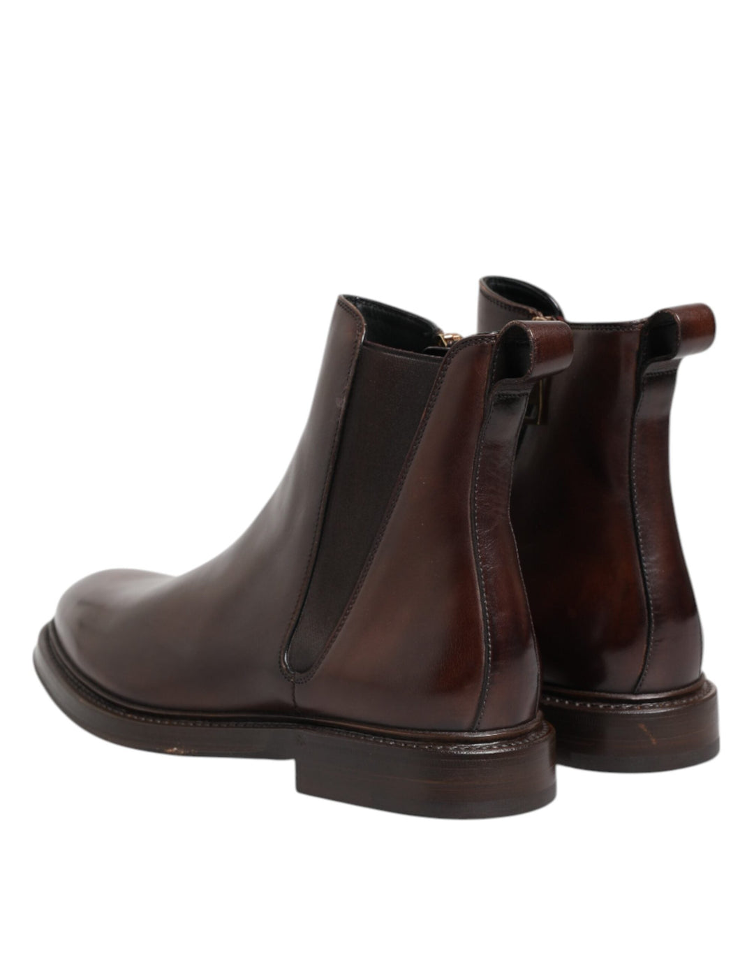 Dolce &amp; Gabbana Brown Chelsea Leather Mid Calf Boots Shoes