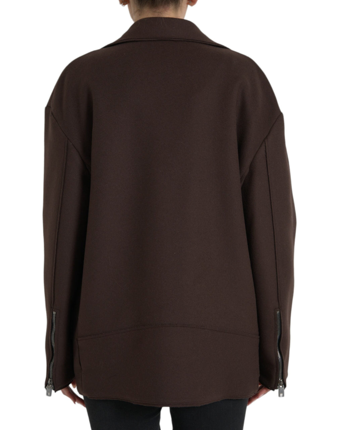 Dolce &amp; Gabbana Bomber Jackets - Brown Coat Short Biker Wool Jacket
