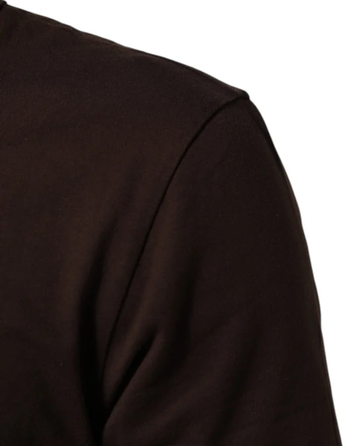Dolce &amp; Gabbana Brown Coin Laurel Print Men Crew Neck T-shirt