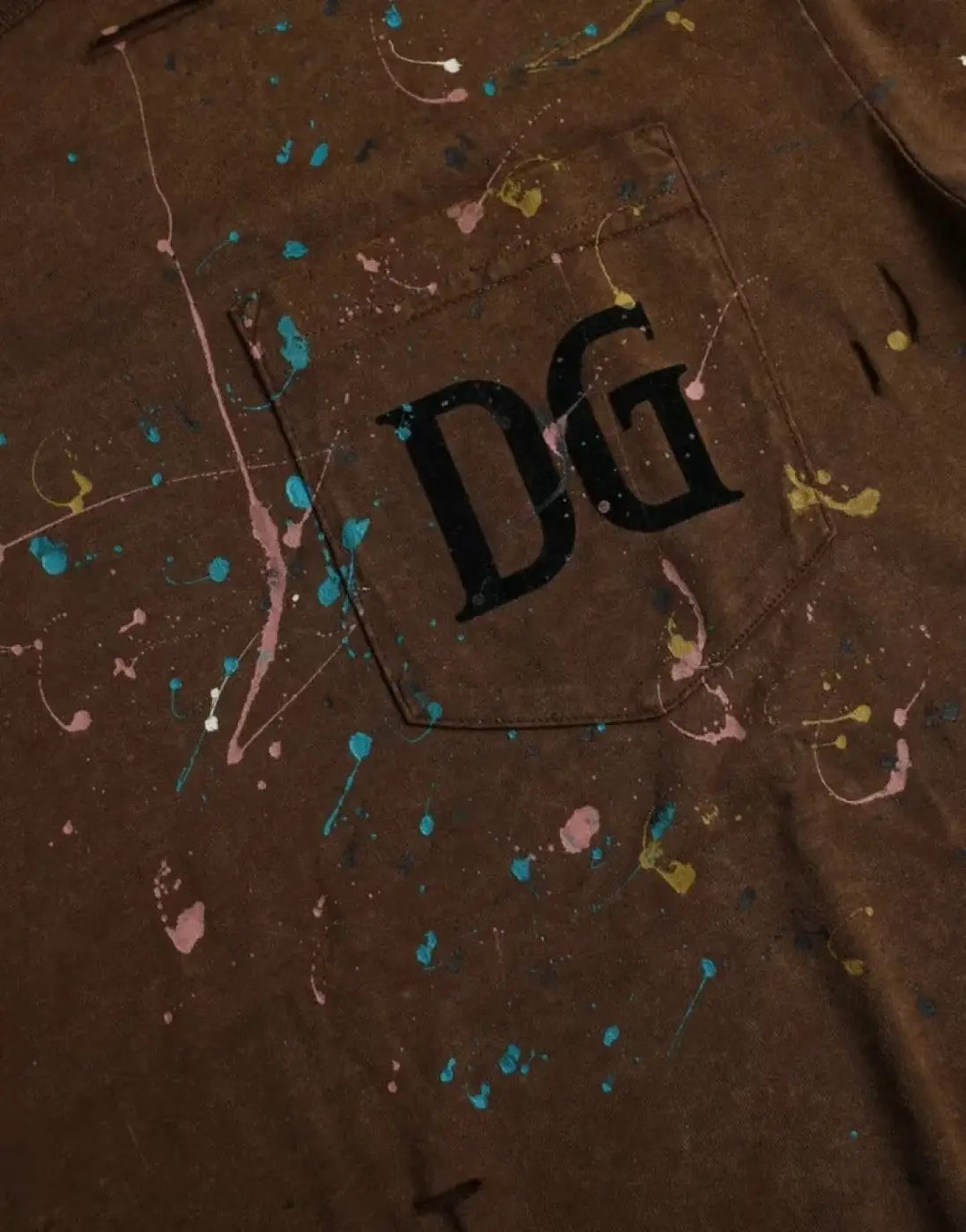 Dolce &amp; Gabbana Brown Color Splash Cotton Crew Neck T-shirt