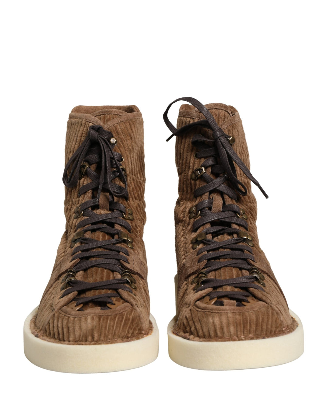 Dolce &amp; Gabbana Brown Corduroy High Top Oxford Boots