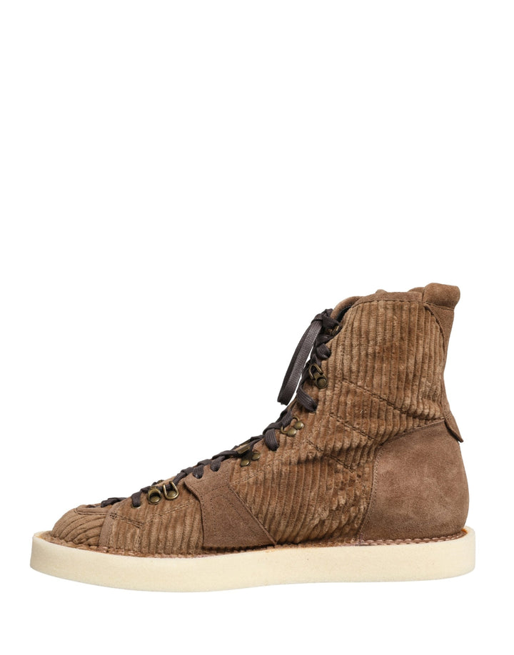 Dolce &amp; Gabbana Brown Corduroy High Top Oxford Boots