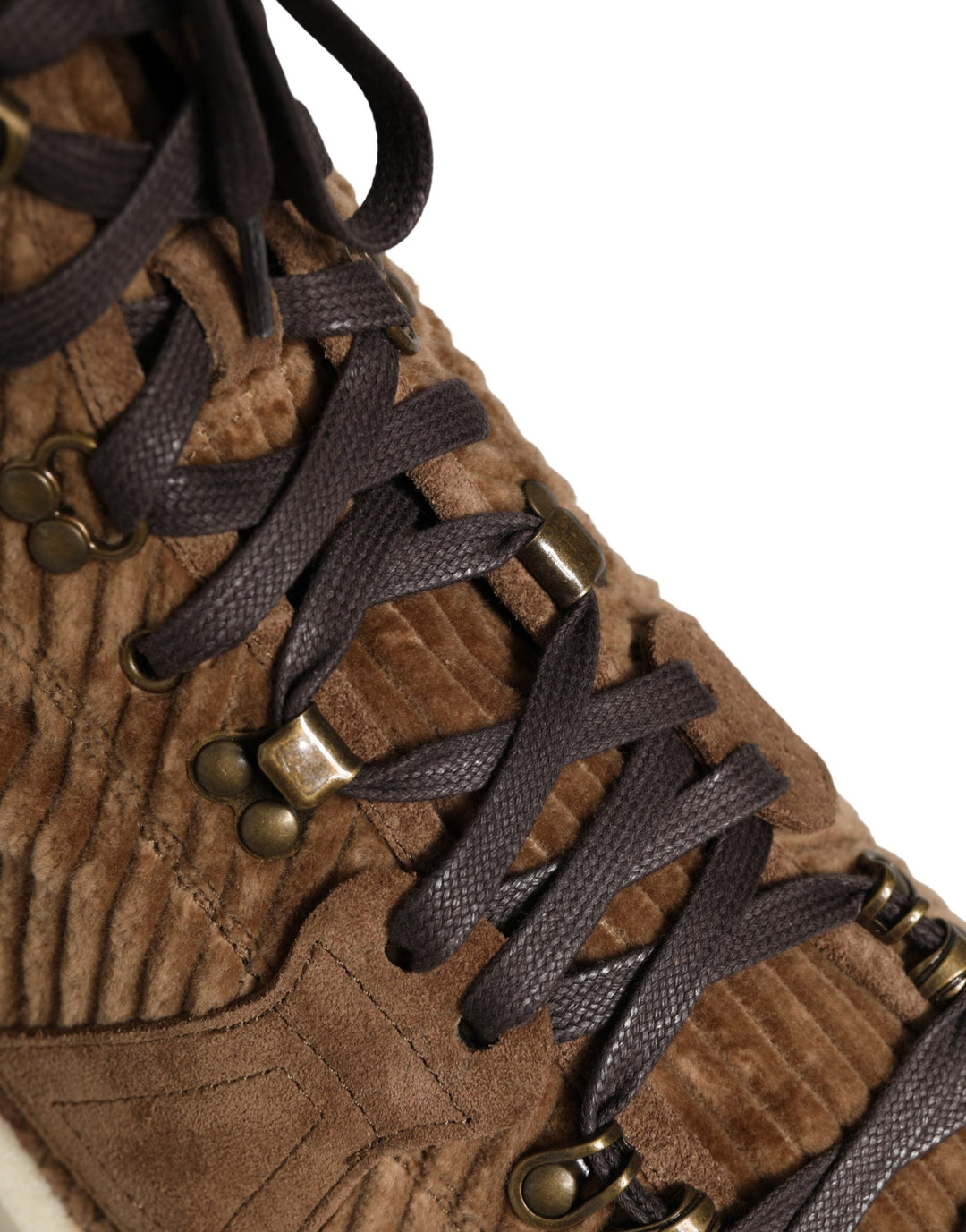 Dolce &amp; Gabbana Brown Corduroy High Top Oxford Boots