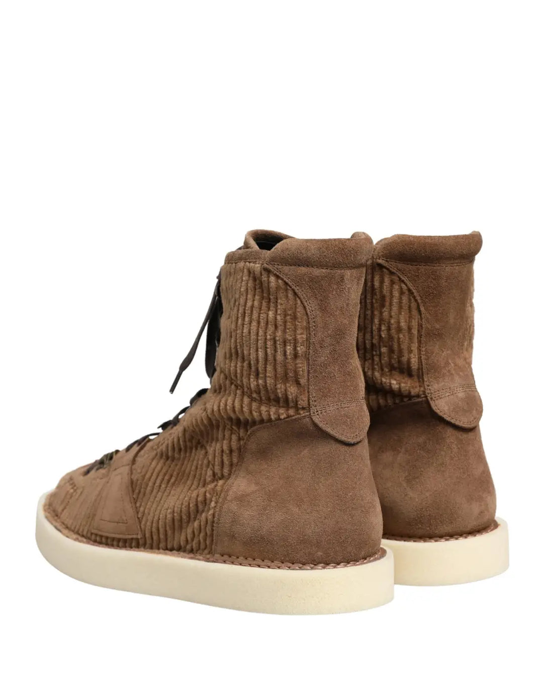 Dolce &amp; Gabbana Brown Corduroy High Top Oxford Boots