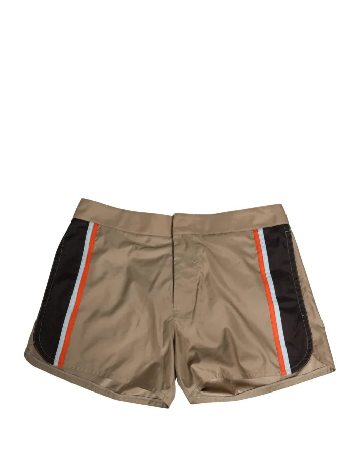 Dolce &amp; Gabbana Brown Cotton Blend Mid Length Boxer Underwear