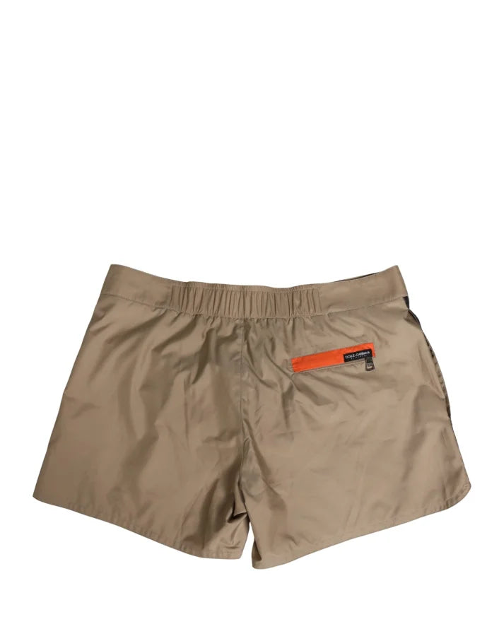 Dolce &amp; Gabbana Brown Cotton Blend Mid Length Boxer Underwear