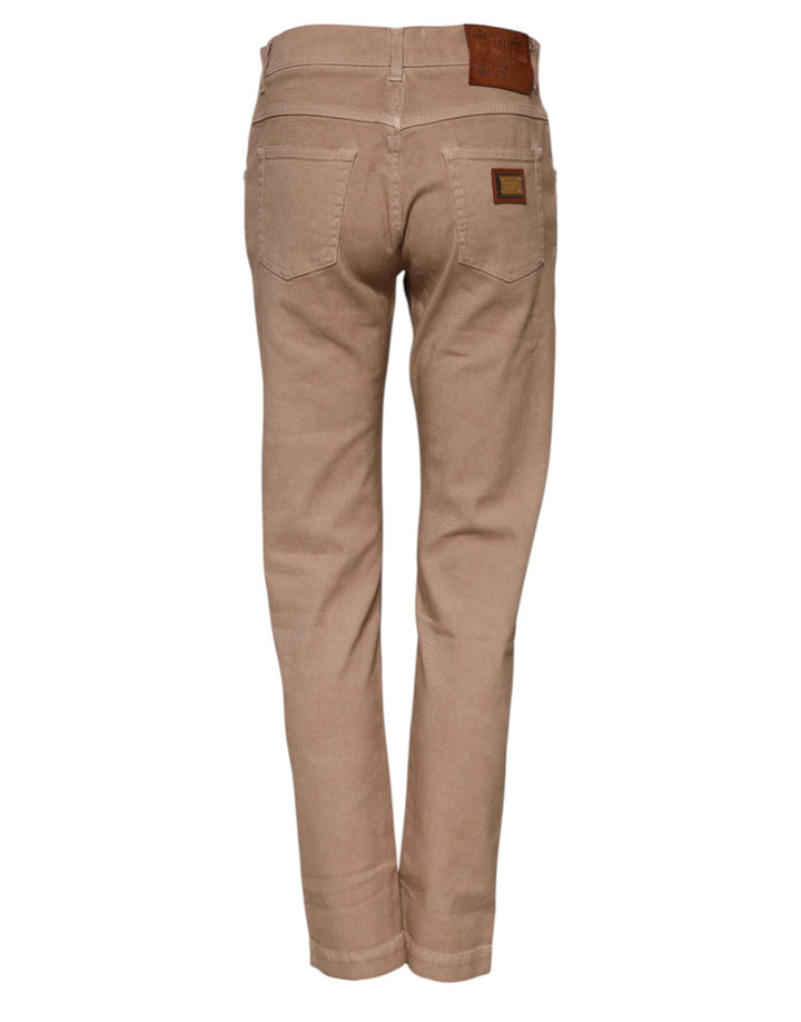 Dolce &amp; Gabbana Brown Cotton Boyfriend Denim Trousers Jeans