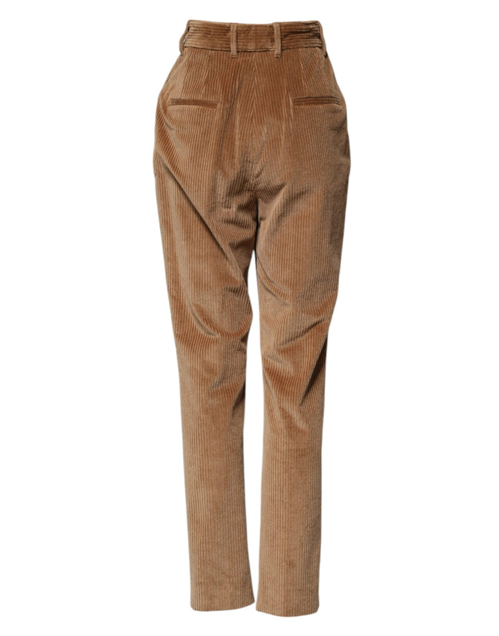 Dolce &amp; Gabbana Brown Cotton Corduroy Tapered Pants