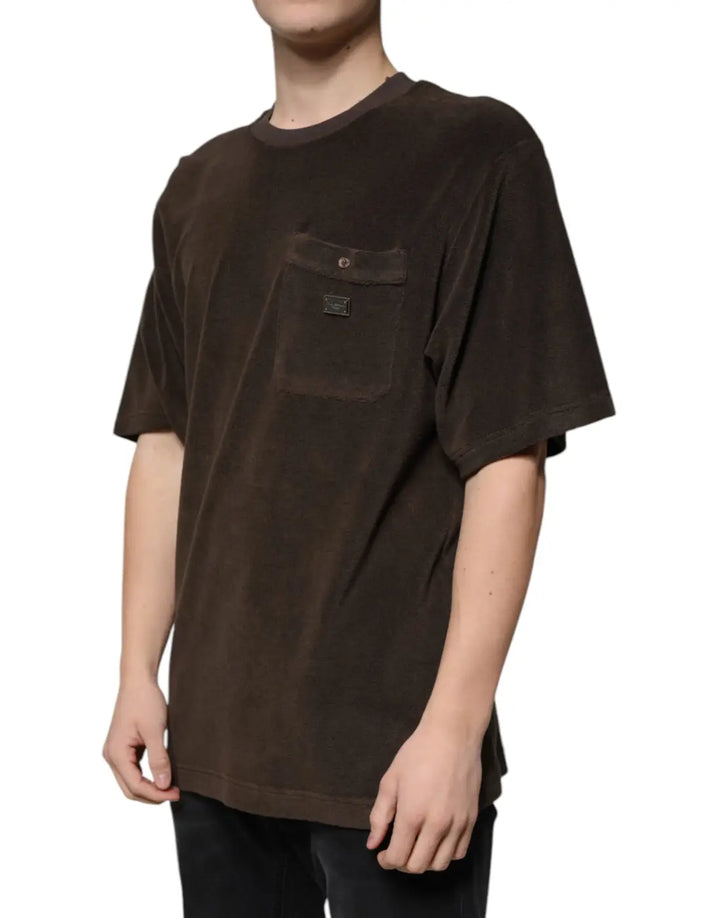 Dolce &amp; Gabbana Brown Cotton Crew Neck Short Sleeves T-shirt