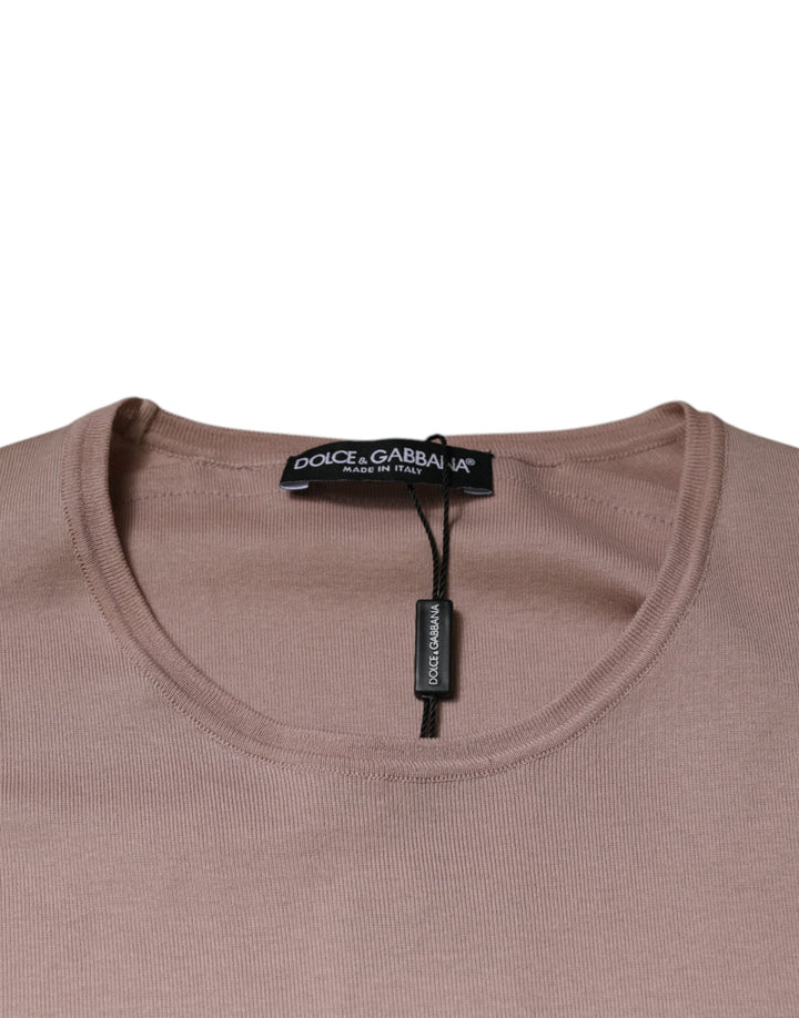Dolce &amp; Gabbana Brown Cotton Short Sleeves Round Neck T-shirt