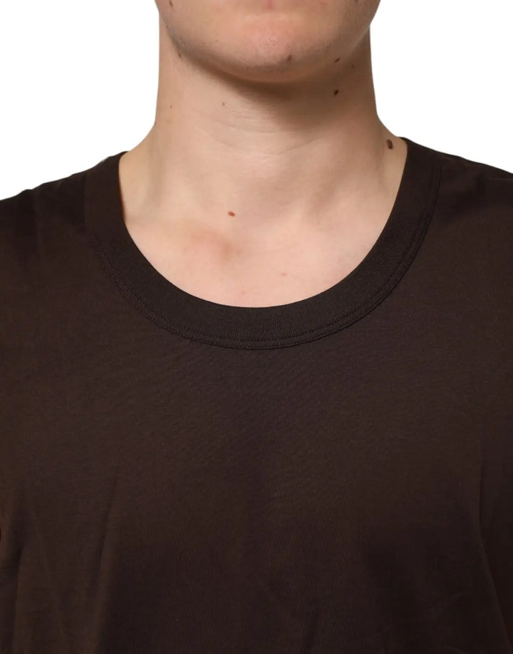 Dolce &amp; Gabbana Brown Cotton Sleeveless Underwear Men Tank Top