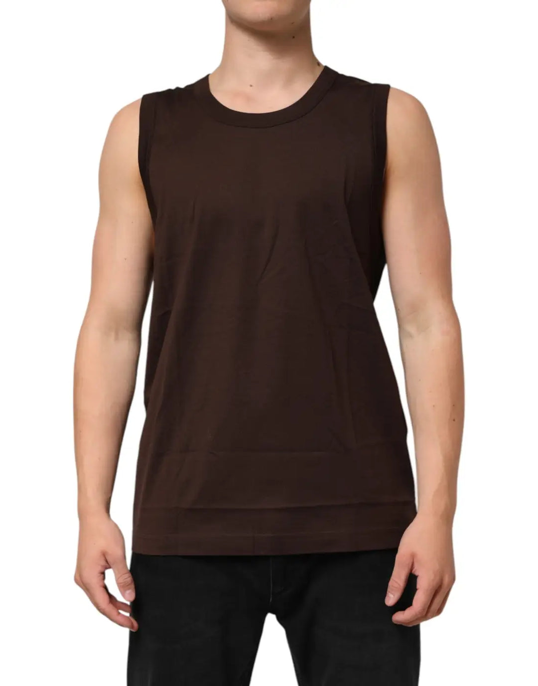 Dolce &amp; Gabbana Brown Cotton Sleeveless Underwear Men Tank Top