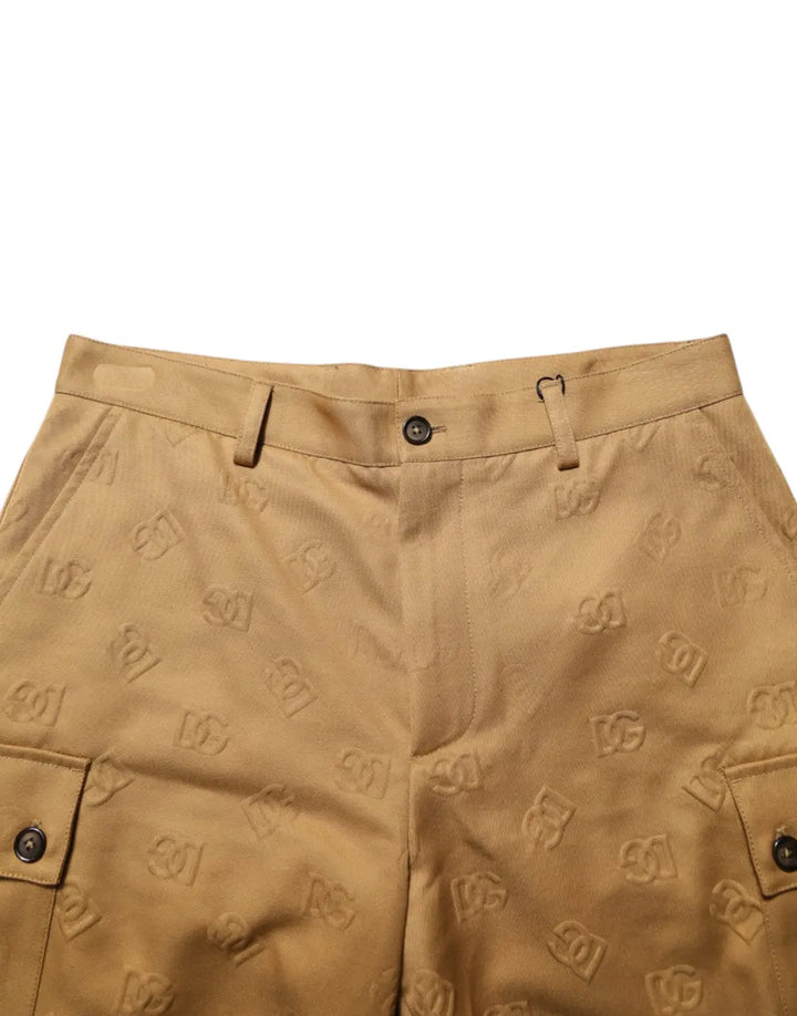 Dolce &amp; Gabbana Brown Cotton Stretch Logo Cargobermuda Shorts