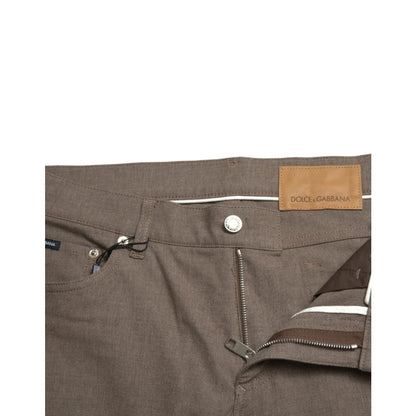 Dolce & Gabbana Brown Cotton Stretch Skinny Men Pants