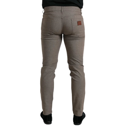 Dolce & Gabbana Brown Cotton Stretch Skinny Men Pants