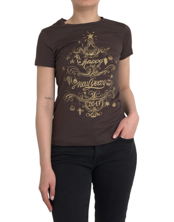 Dolce &amp; Gabbana - Brown Crewneck 2017 Motive Print T-shirt