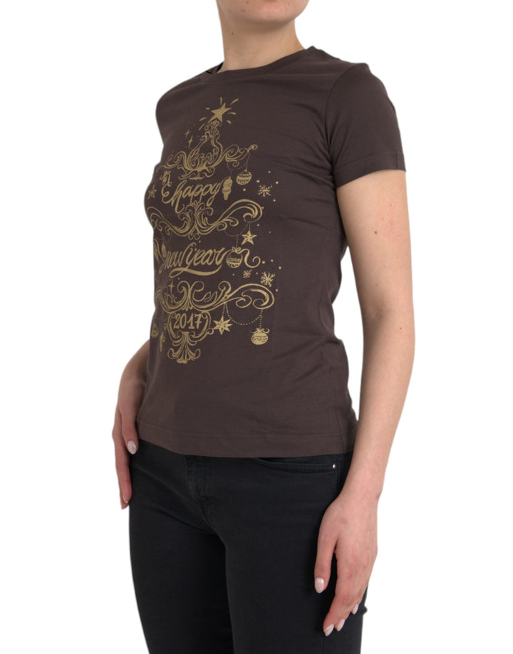 Dolce &amp; Gabbana - Brown Crewneck 2017 Motive Print T-shirt