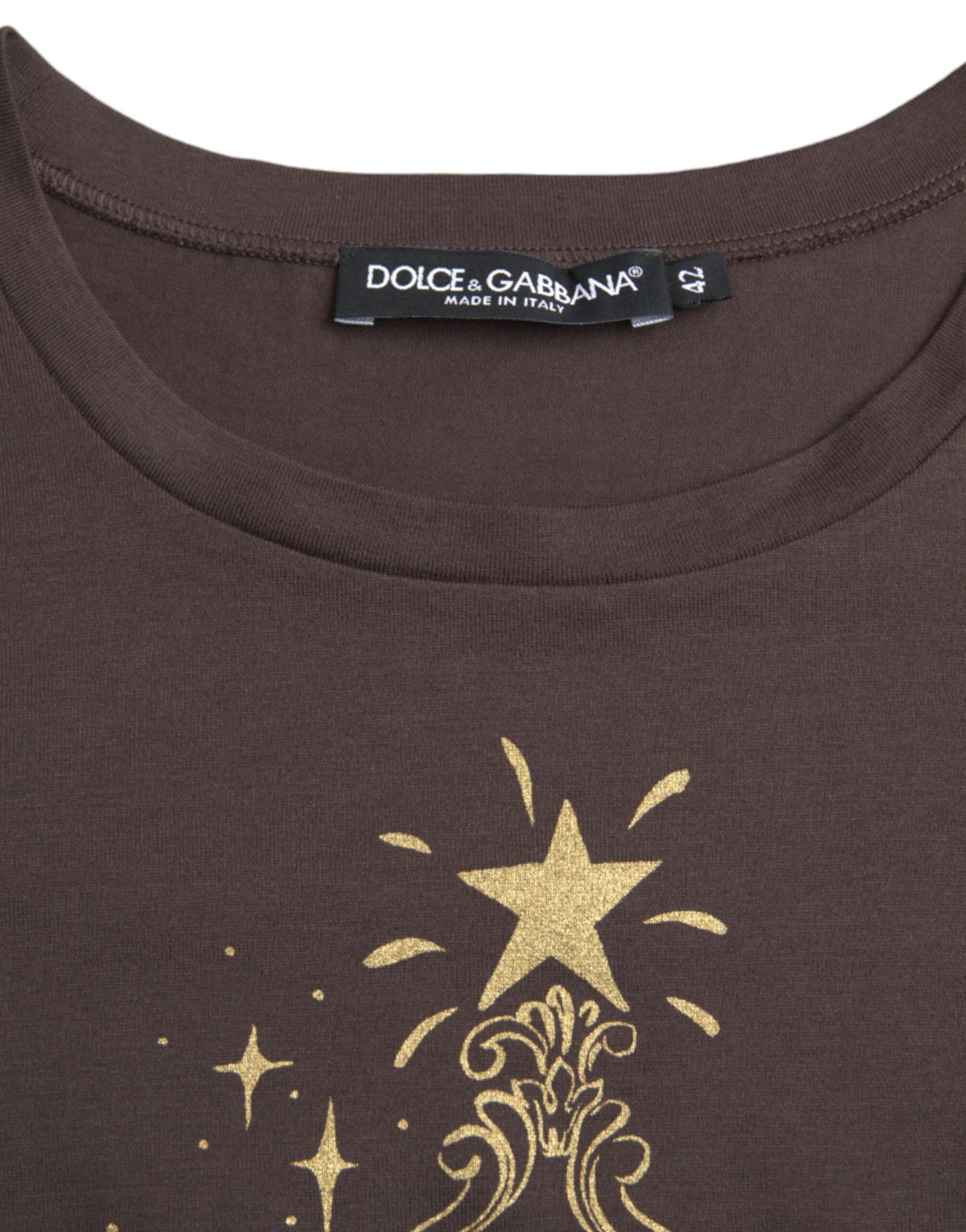 Dolce &amp; Gabbana - Brown Crewneck 2017 Motive Print T-shirt