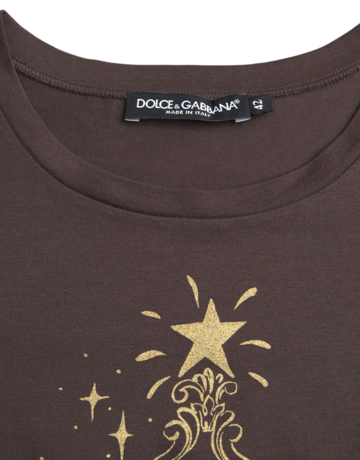 Dolce &amp; Gabbana - Brown Crewneck 2017 Motive Print T-shirt