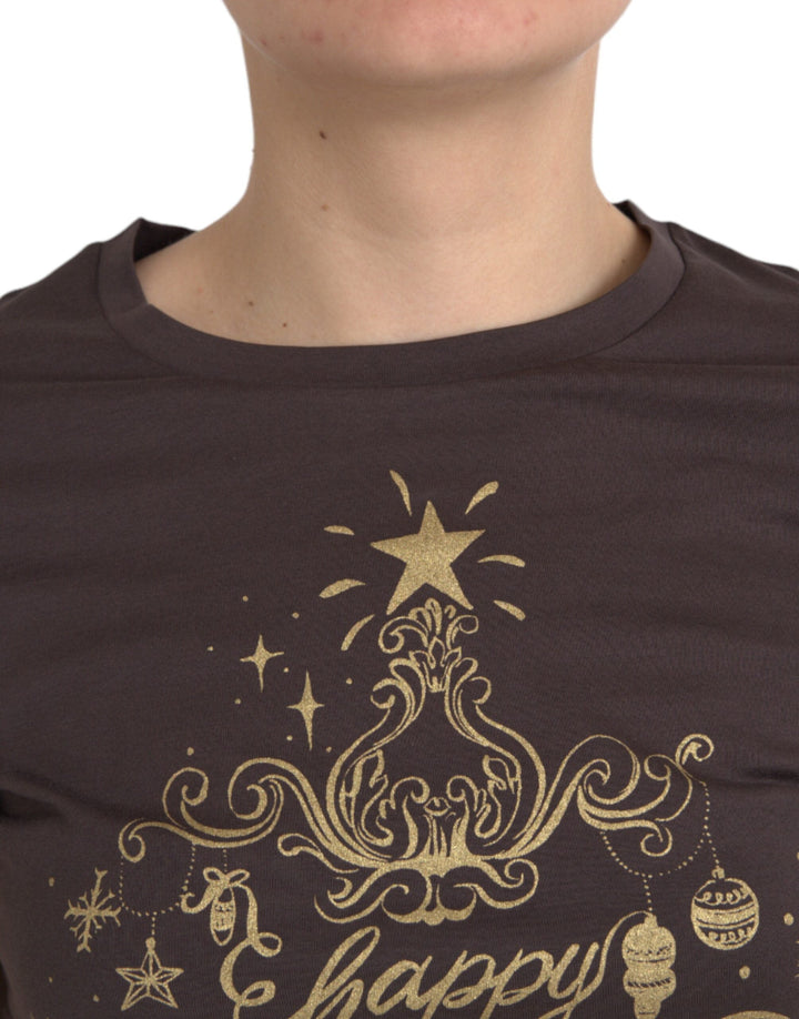 Dolce &amp; Gabbana - Brown Crewneck 2017 Motive Print T-shirt
