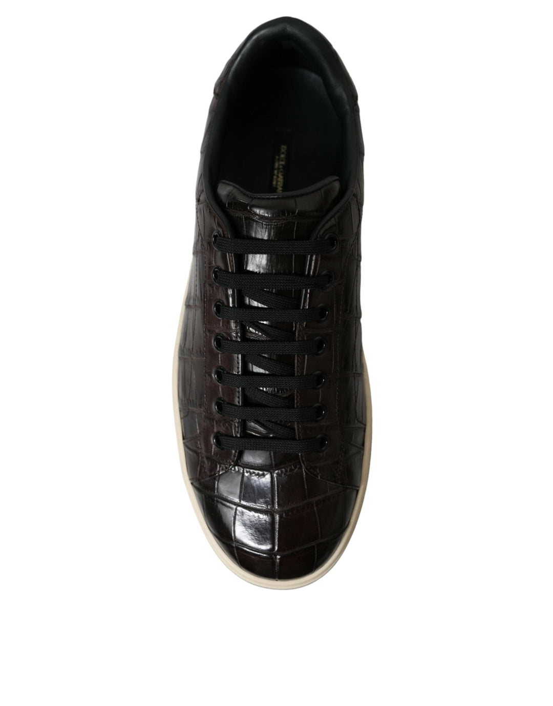 Dolce &amp; Gabbana Brown Croc Exotic Leather Men Casual Sneakers Shoes