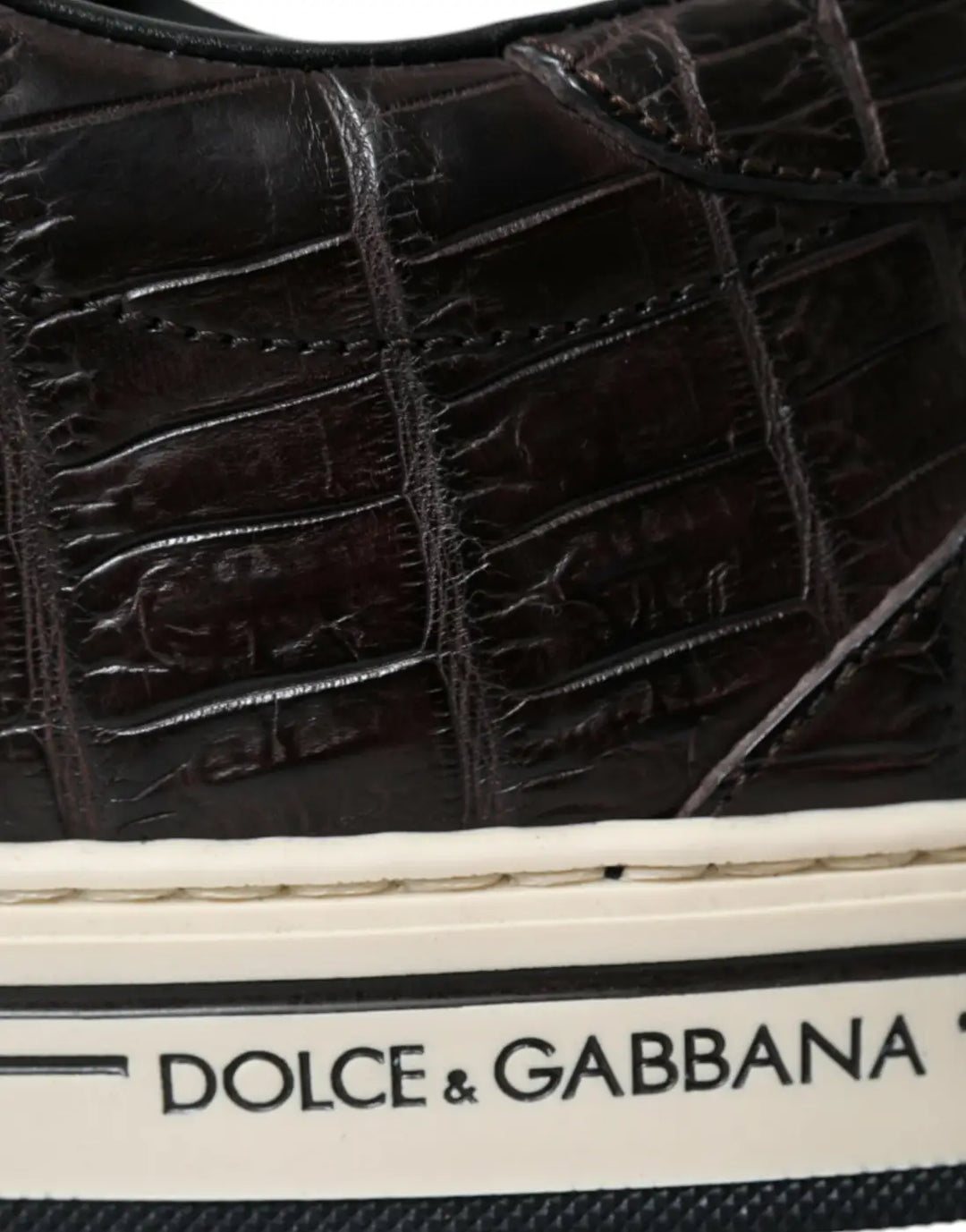 Dolce &amp; Gabbana Brown Croc Exotic Leather Men Casual Sneakers Shoes