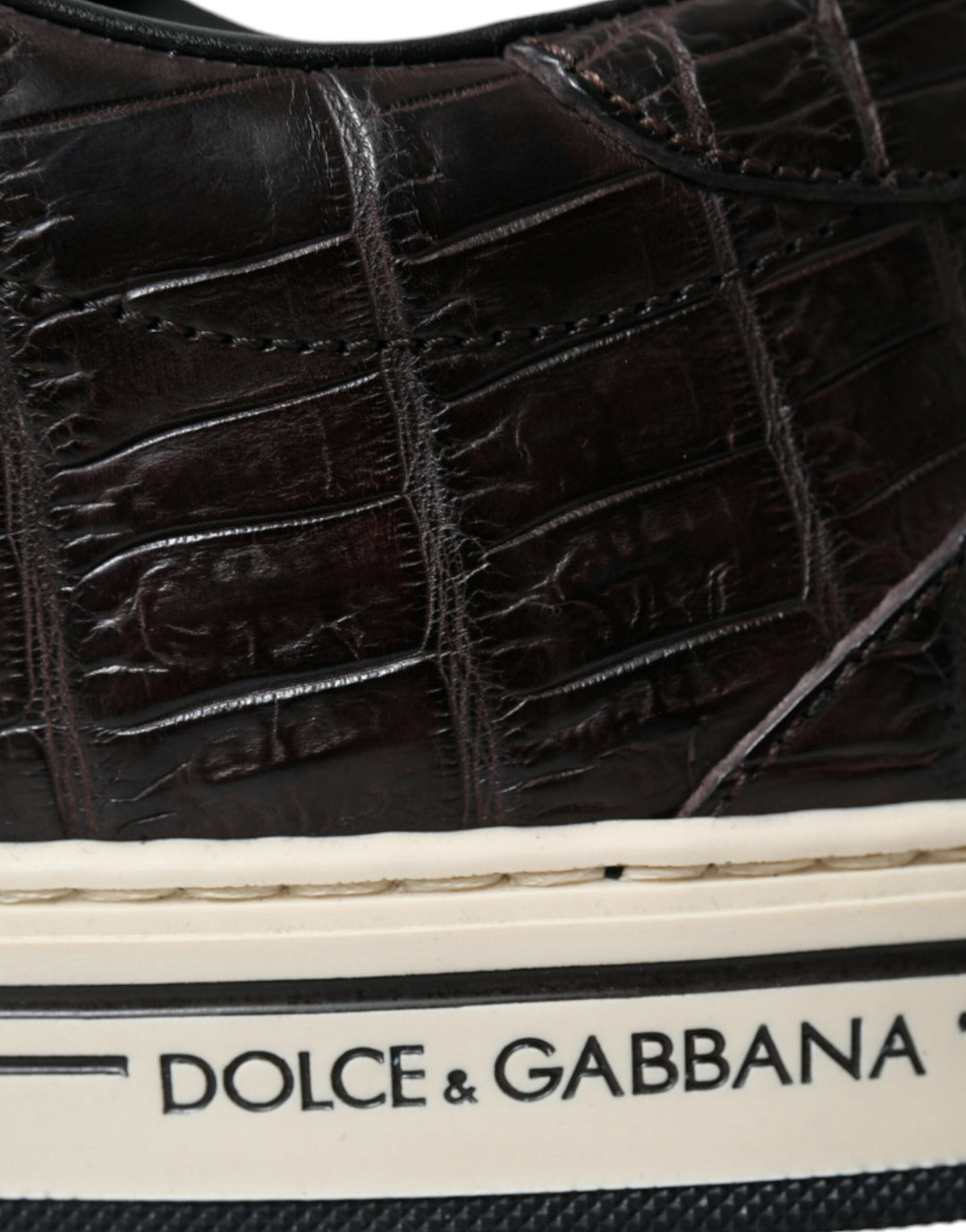 Dolce &amp; Gabbana Brown Croc Exotic Leather Men Casual Sneakers Shoes