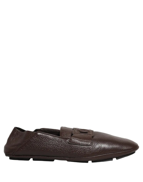 Dolce & Gabbana Brown Deerskin Leather Driver Loafers Shoes
