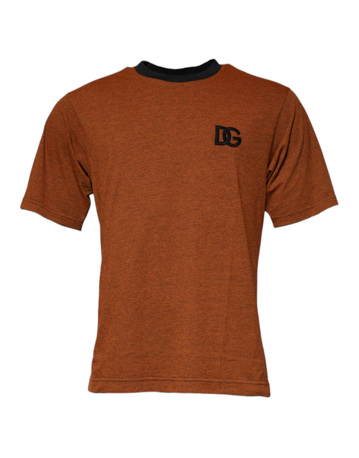 Dolce &amp; Gabbana Brown Dg Logo Polyester Crew Neck T-shirt