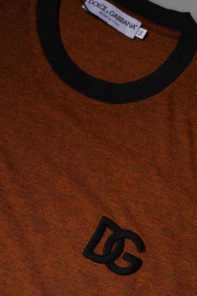 Dolce &amp; Gabbana Brown Dg Logo Polyester Crew Neck T-shirt