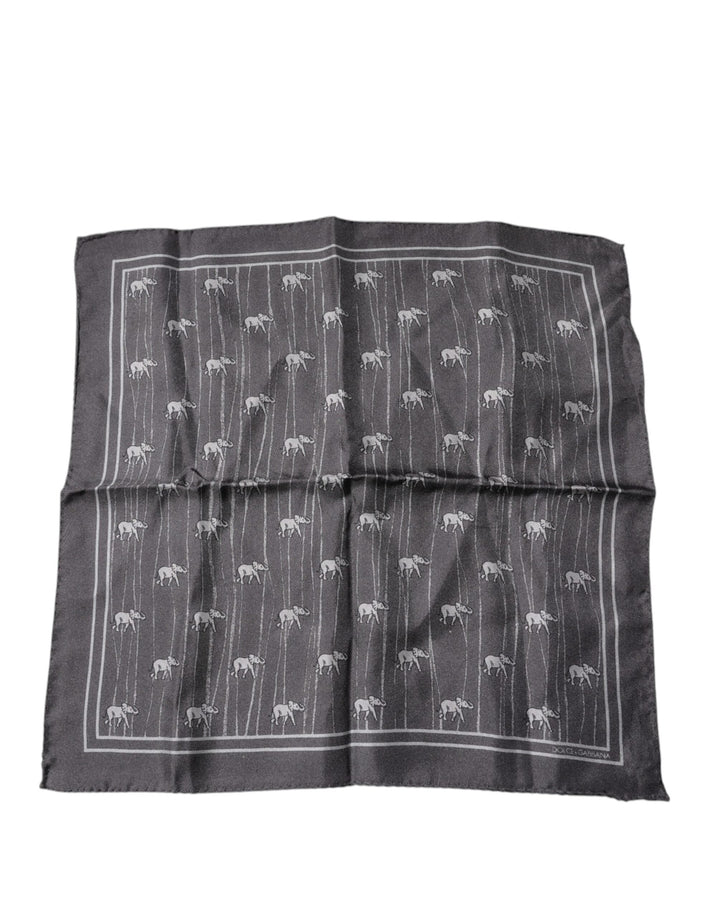 Dolce &amp; Gabbana Brown Elephant Fantasy Handkerchief Scarf