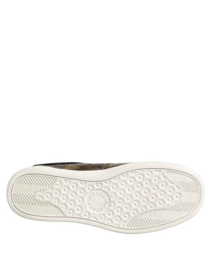 Dolce &amp; Gabbana Brown Exotic Leather Low Top Sneakers Shoes