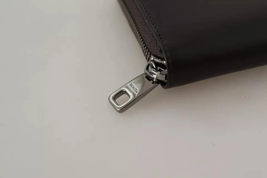 Dolce &amp; Gabbana Brown Exotic Leather Zip Around Continental Clutch Wallet